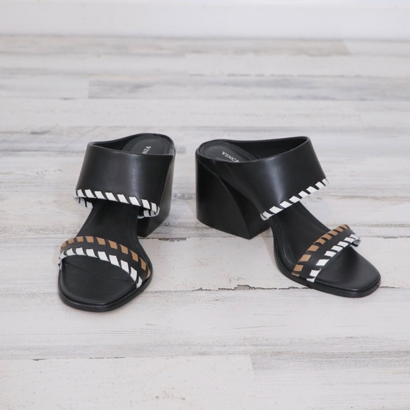 Vince Camuto Kafinny Sandal 7 New Black / white / tan - Picture 3 of 13